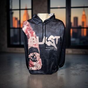 Y2K Hoodie Gothic Casual Alphabet Blast Print Pattern Skull Size Large